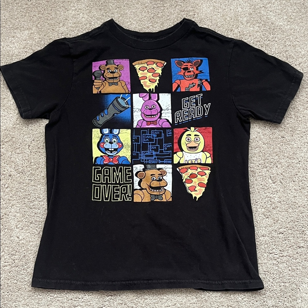 Five Nights at Freddy's Black Kids Short Sleeve Graphic Tee